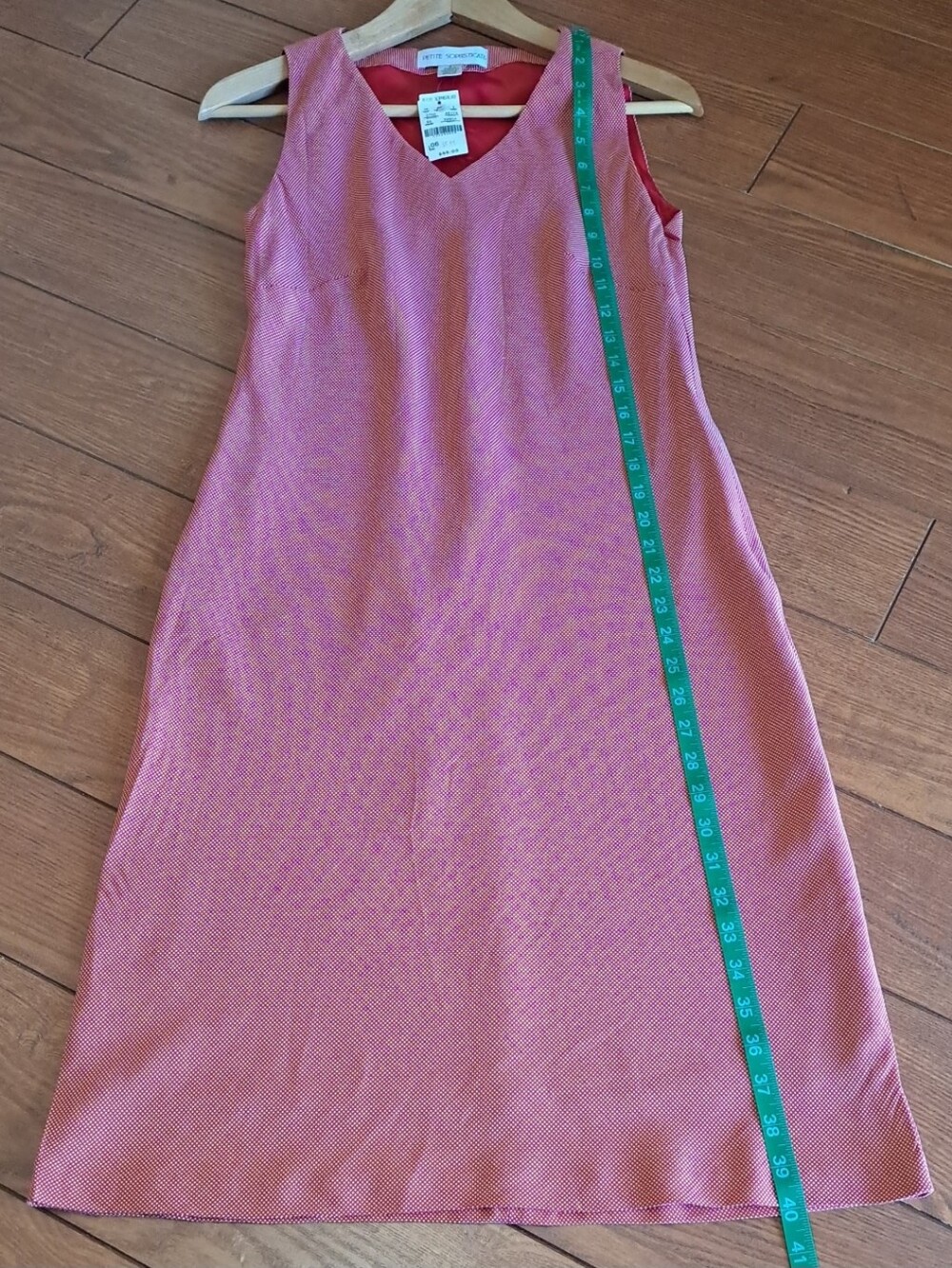 VINTAGE NWT Petite Sophisticate Red Micro Pin-Dot Midi Dress P6 - Picture 9 of 9